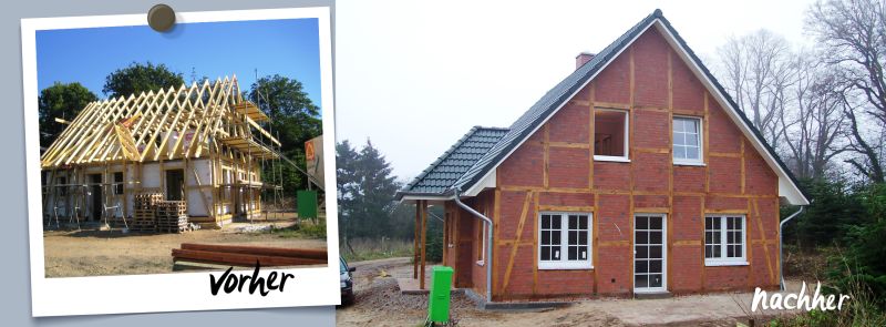 Neubau eines Holz Fachwerk Hauses
